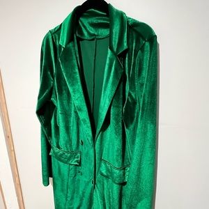 Emerald green velvet jacket, size XL